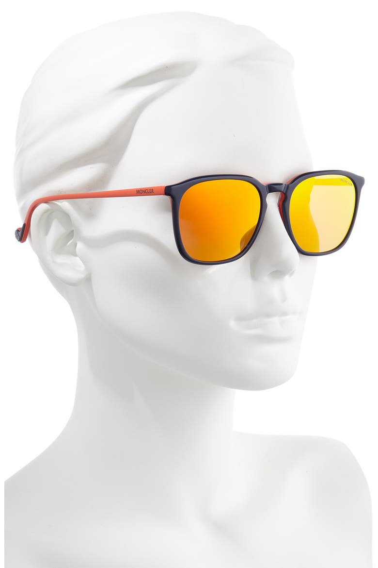 56mm Mirrored Square Sunglasses, Alternate, color, BLUE/ ORANGE/ ROVIEX MIRROR