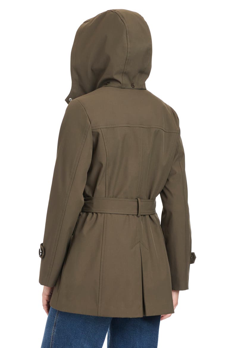 Double Breasted Hooded Trench Coat, Alternate, color, FOREST NIGHT