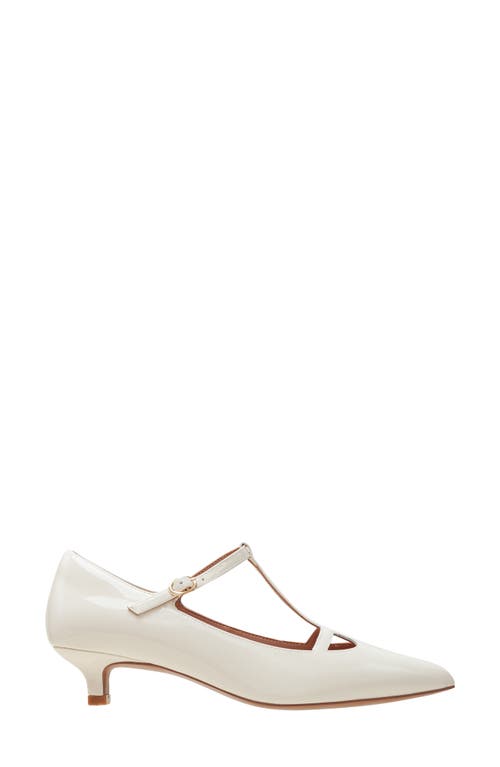 Linea Paolo Celia Pointed Toe T-strap Pump In White