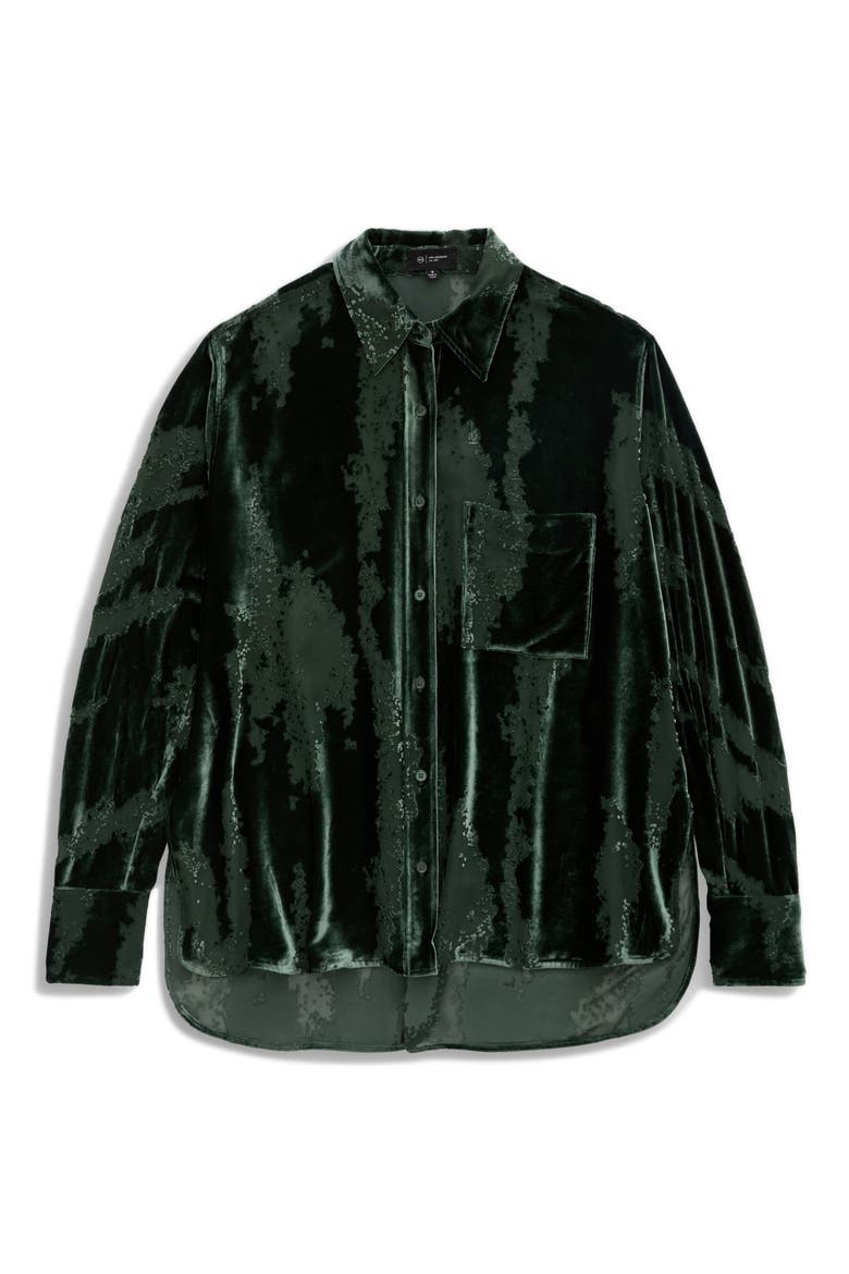 Sawtelle Burnout Velvet Shirt, Alternate, color, PINE