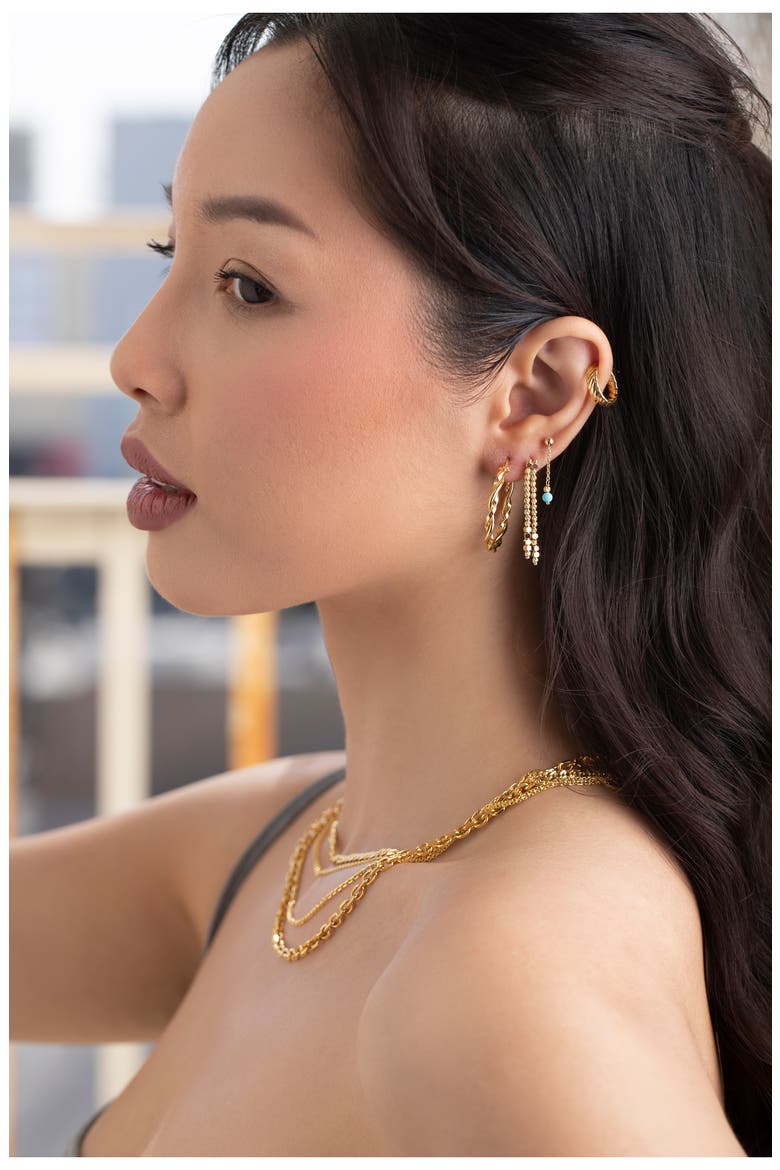 14K Gold Textured Hoop Earrings (Nordstrom Exclusive), Alternate, color, 14K YELLOW GOLD