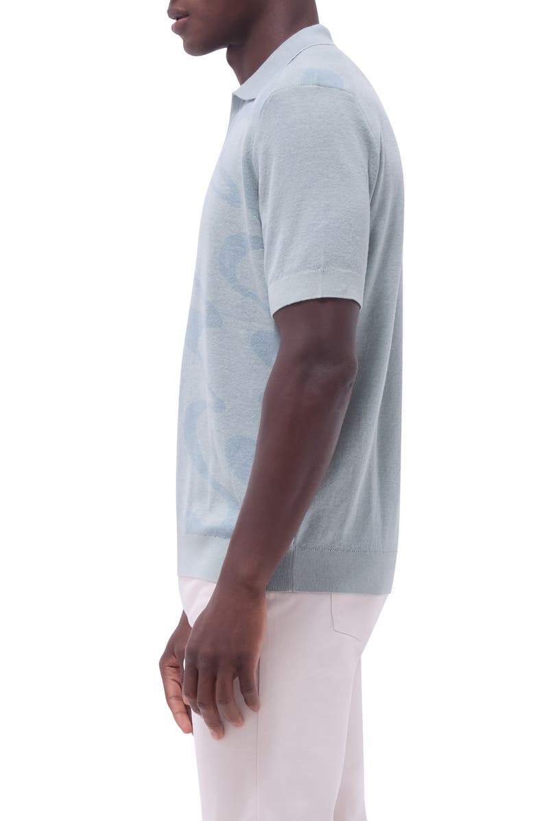 Bugatchi Johnny Collar Cotton & Silk Polo Sweater, Alternate, color, Mint