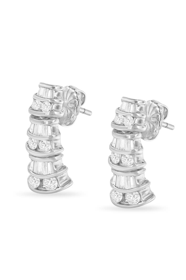 14KT White Gold 7/8 cttw Diamond Dangle Multi Row Earrings, Alternate, color, White