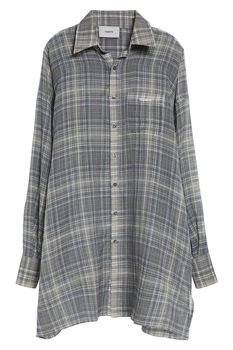 Check Zero Waste Cotton Button-Up Shirt, Alternate, color, GREY