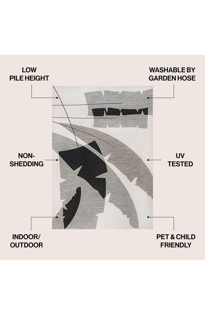 JONATHAN Y Shelby Coastal Vintage Abstract Palm Leaf Indoor/Outdoor Area Rug, Alternate, color, Gray/Cream