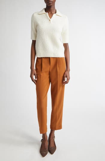 Bouclé Short Sleeve Polo Sweater