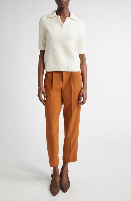 Vince Bouclé Short Sleeve Polo Sweater In Neutral