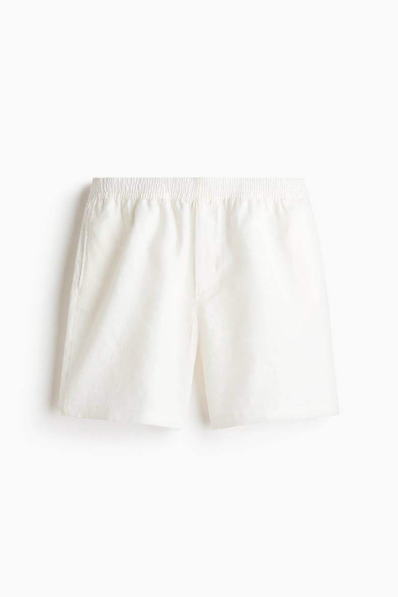 Relaxed Fit Linen Shorts, Alternate, color, White