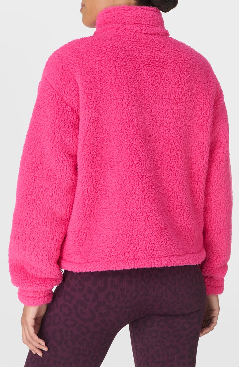 Sweaty Betty Canyon Front Zip High Pile Fleece Jacket, Alternate, color, Beet Pink