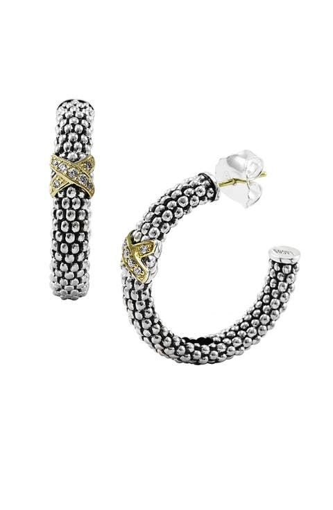 X Diamond & Caviar Hoop Earrings