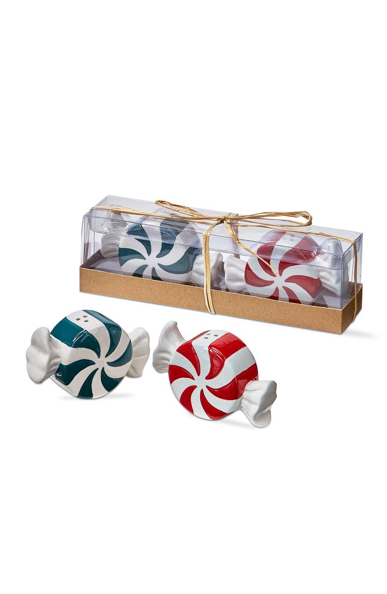 tag Peppermint Twist Salt and Pepper Shakers Set of Two Christmas, Main, color, Multicolored