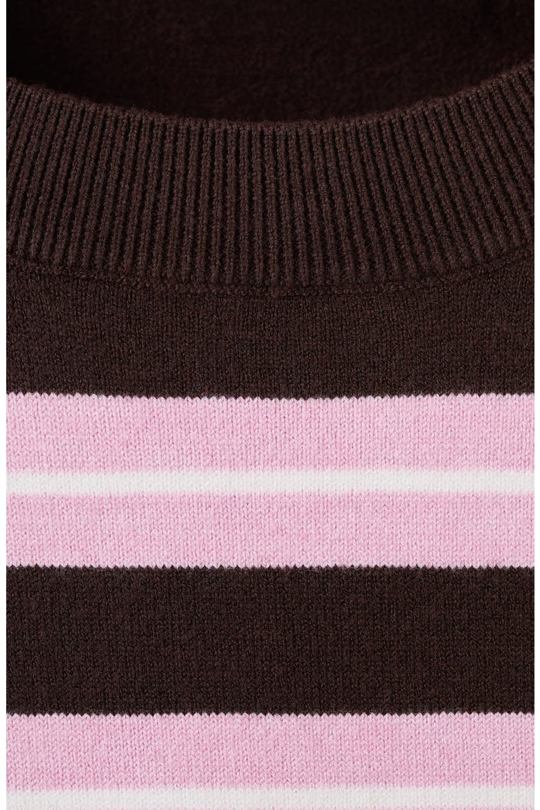 Mixed Stripe Crewneck Sweater, Alternate, color, CHOCOLATE