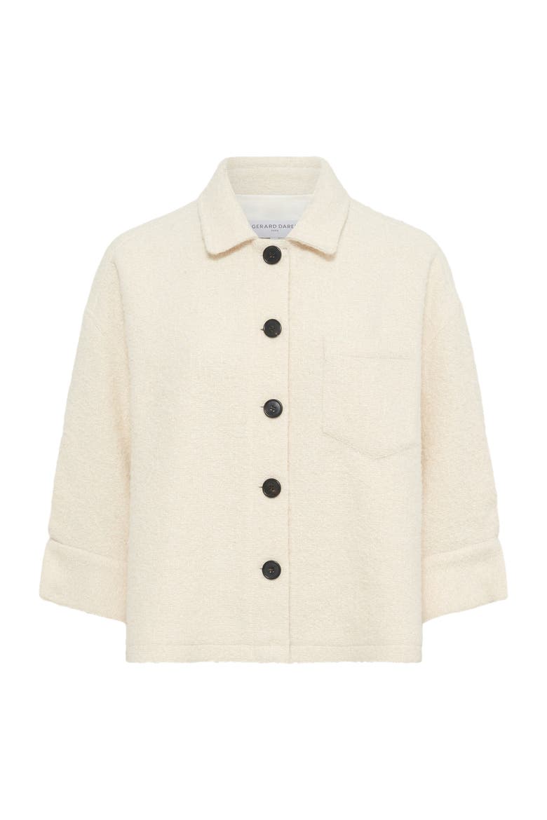 Ninon Cropped Plain Tweed Jacket, Alternate, color, Ecru