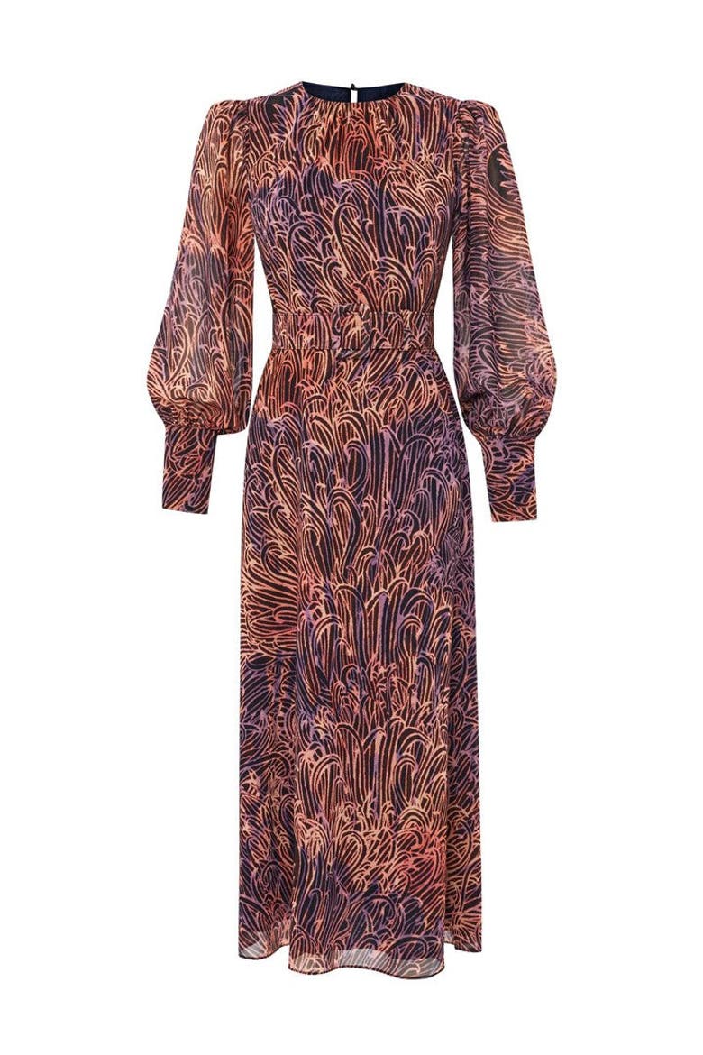 Adrienne Midi Dress, Alternate, color, Purple Patterned