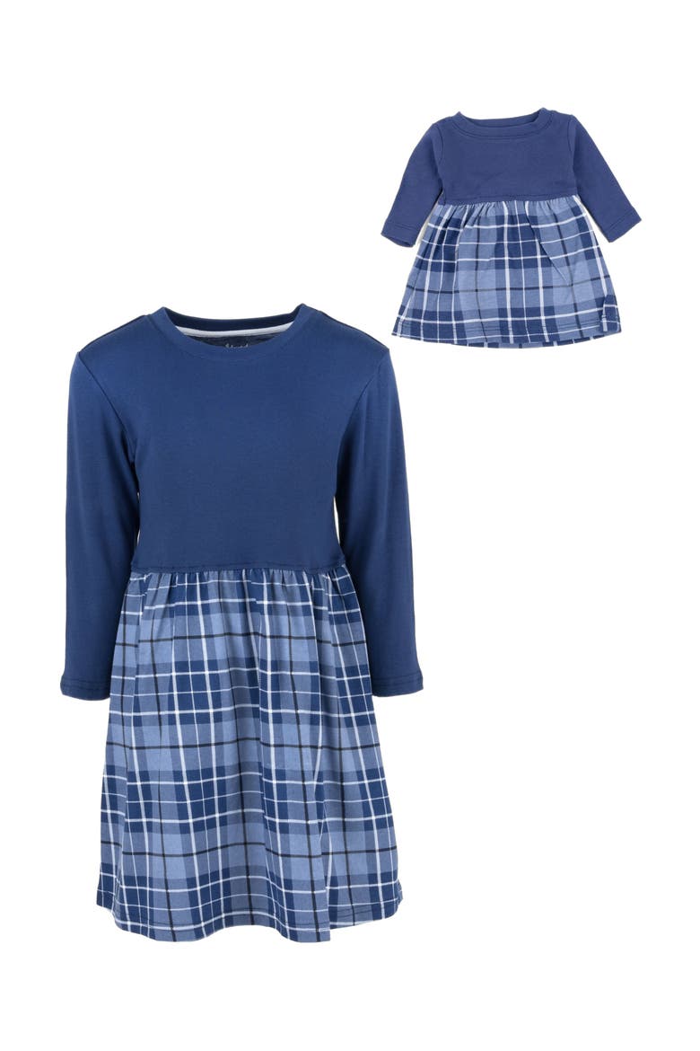 Girls Skirt Dress with Matching Doll Dress, 100% Cotton, Alternate, color, NAVY