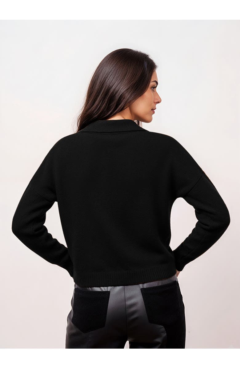 Central Park West Robbie V-Neck Polo, Alternate, color, Black