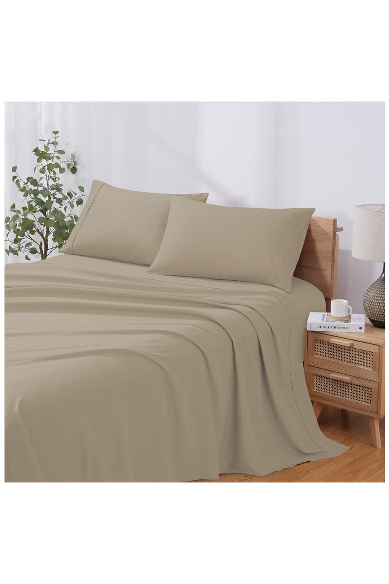 Solid 4-Piece Microfiber Sheet Set, Main, color, TAUPE
