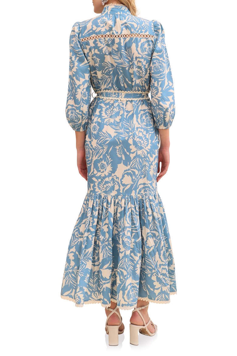 Cotton Poplin Floral Maxi Dress, Alternate, color, BLUE VINTAGE FLORAL