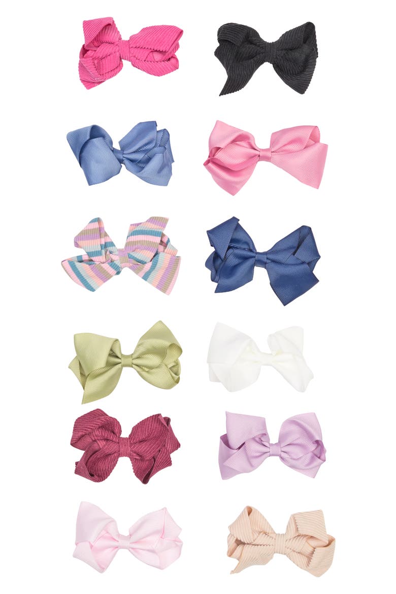 Mixed Bow Clips - Pack of 12, Main, color, PALE MULTI