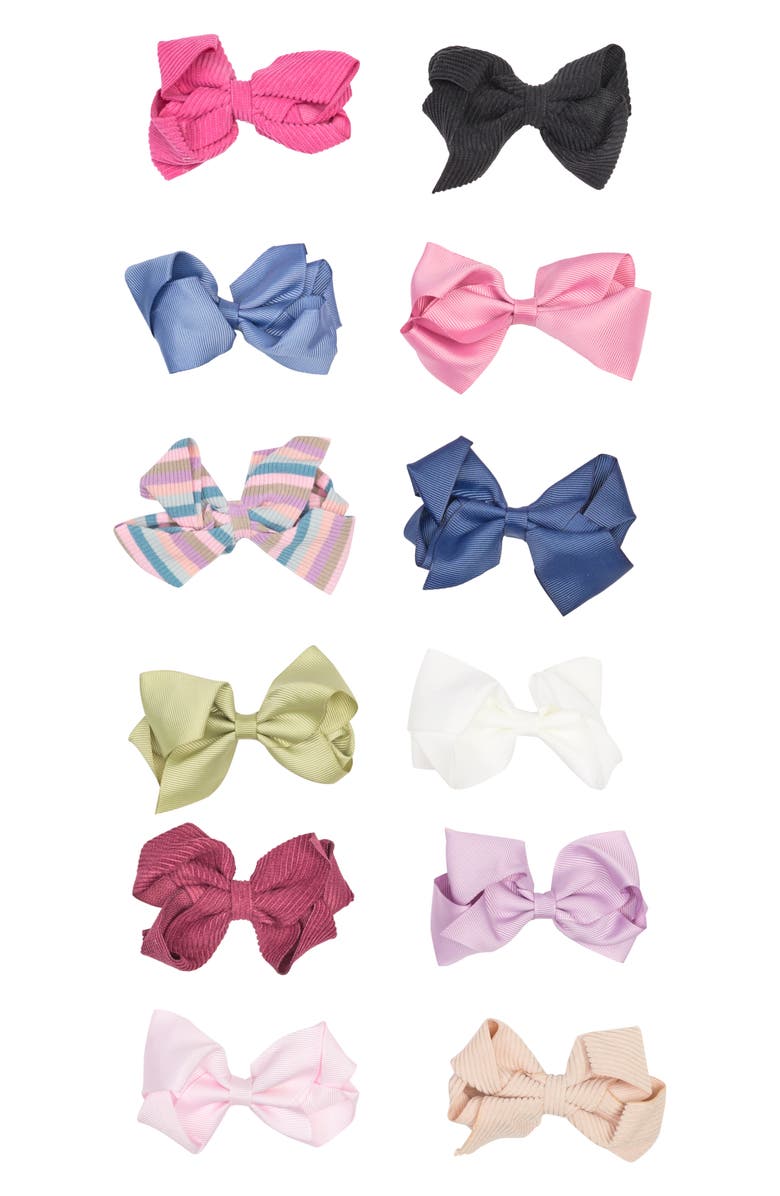 Capelli New York Mixed Bow Clips - Pack of 12, Main, color, 