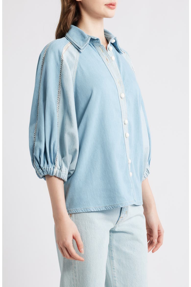 Two-Tone Denim Button-Up Shirt, Alternate, color, DENIM