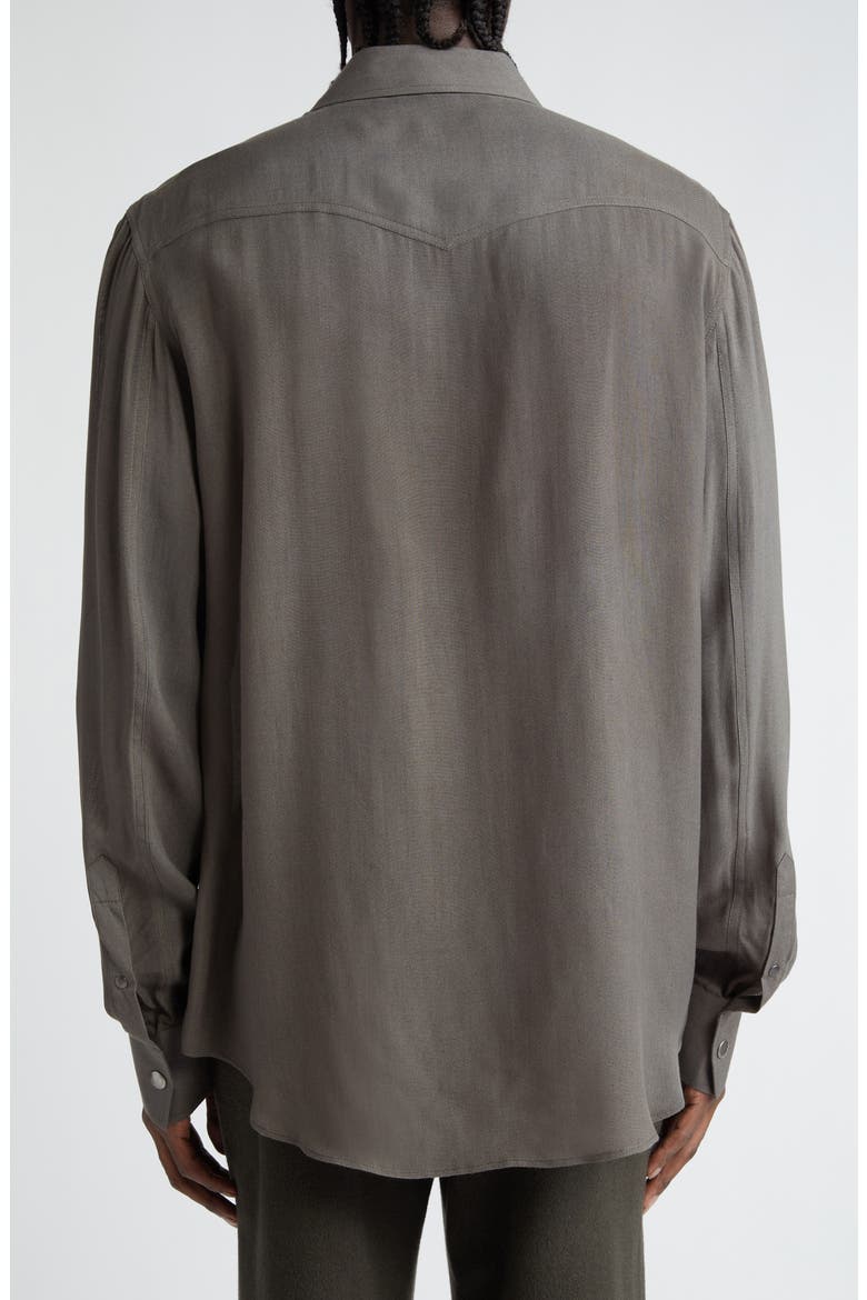 Gender Inclusive Modal & Cashmere Snap-Up Shirt, Alternate, color, BLACK OLIVE