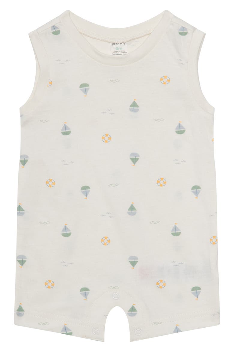 Romper & Bucket Hat Set, Alternate, color, BOATS
