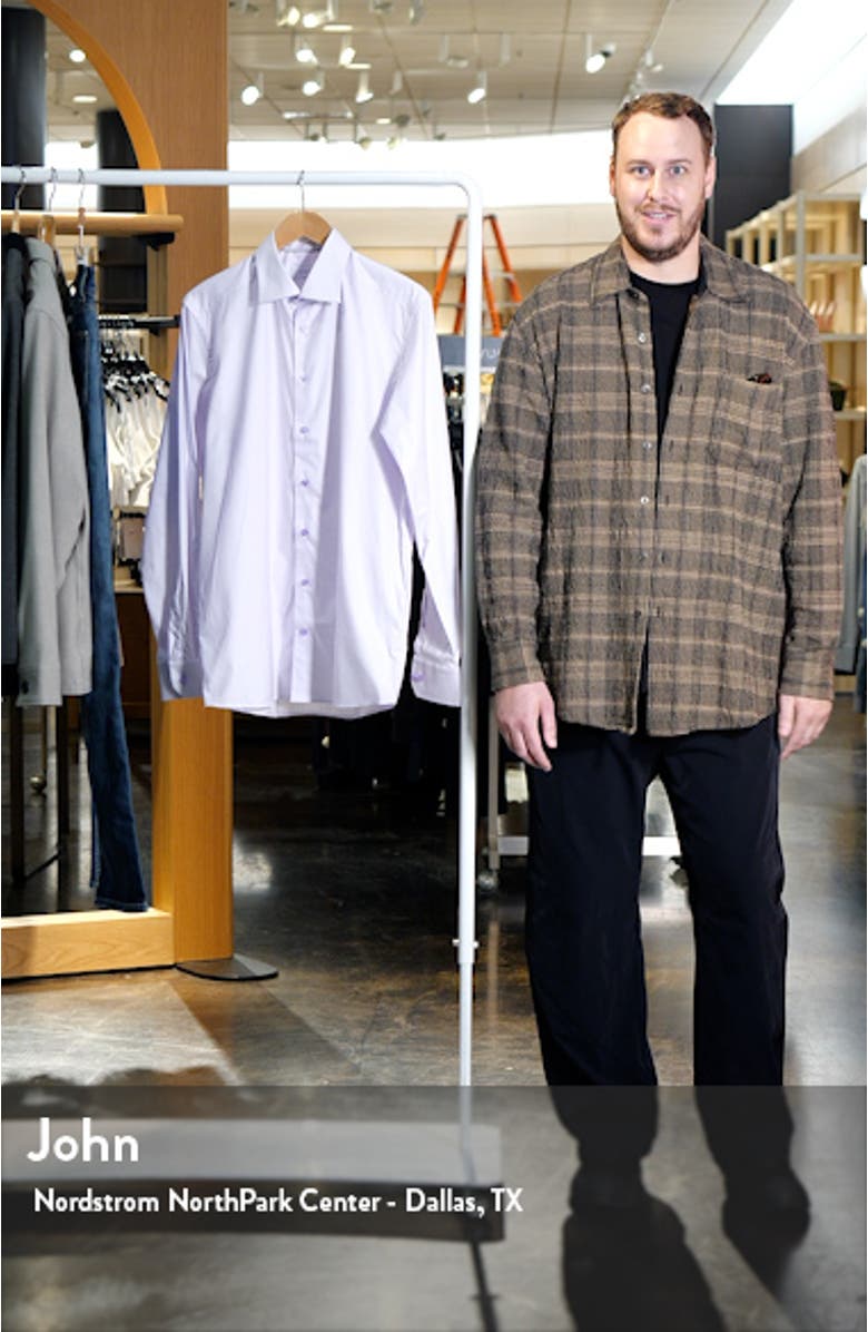 Contemporary Fit Check Stretch Cotton Blend Dress Shirt, sales video thumbnail