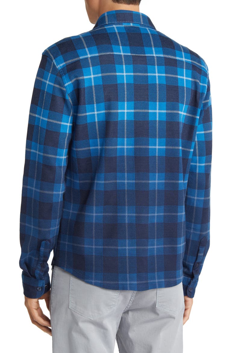 Plaid Jacquard Dip Dye Knit Button-Up Shirt, Alternate, color, NAVY
