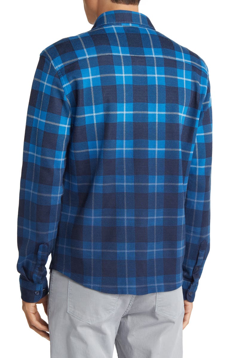 Stone Rose Plaid Jacquard Dip Dye Knit Button-Up Shirt, Alternate, color, Navy