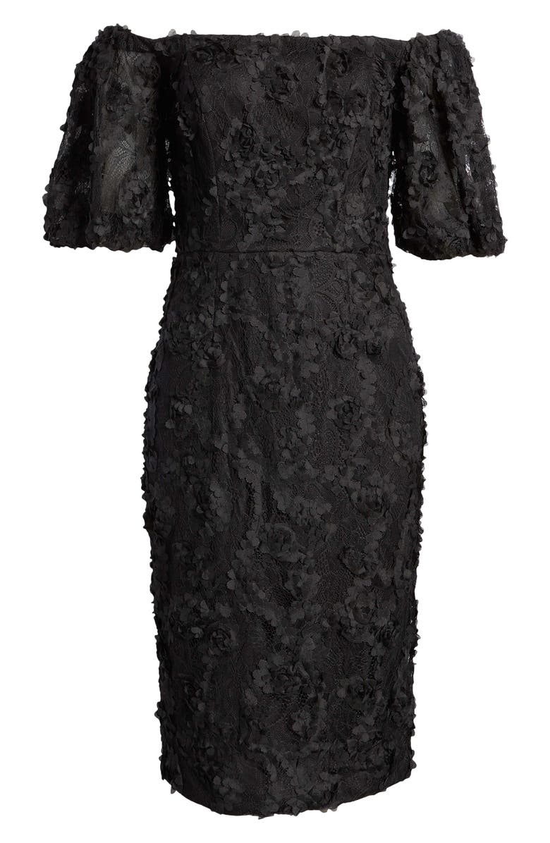 Xscape Evenings Xscape Off-the-Shoulder 3D Lace Sheath Dress, Alternate, color, 