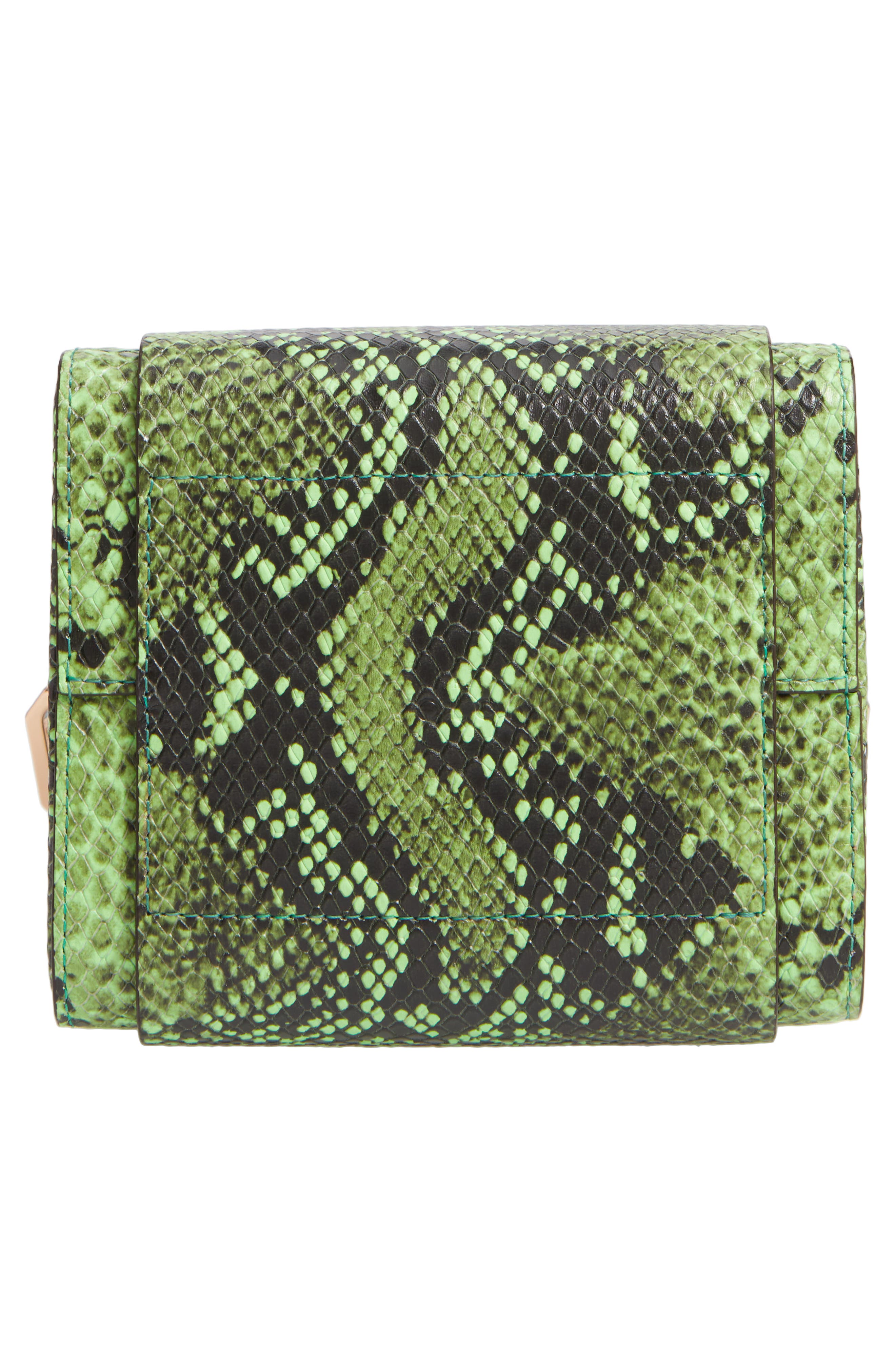 PO Cube Snake Embossed Leather Box Bag, Alternate, color, NEON GREEN