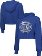Majestic Threads Women's Majestic Threads  Royal New York Knicks Tri-Blend Cropped Pullover Hoodie