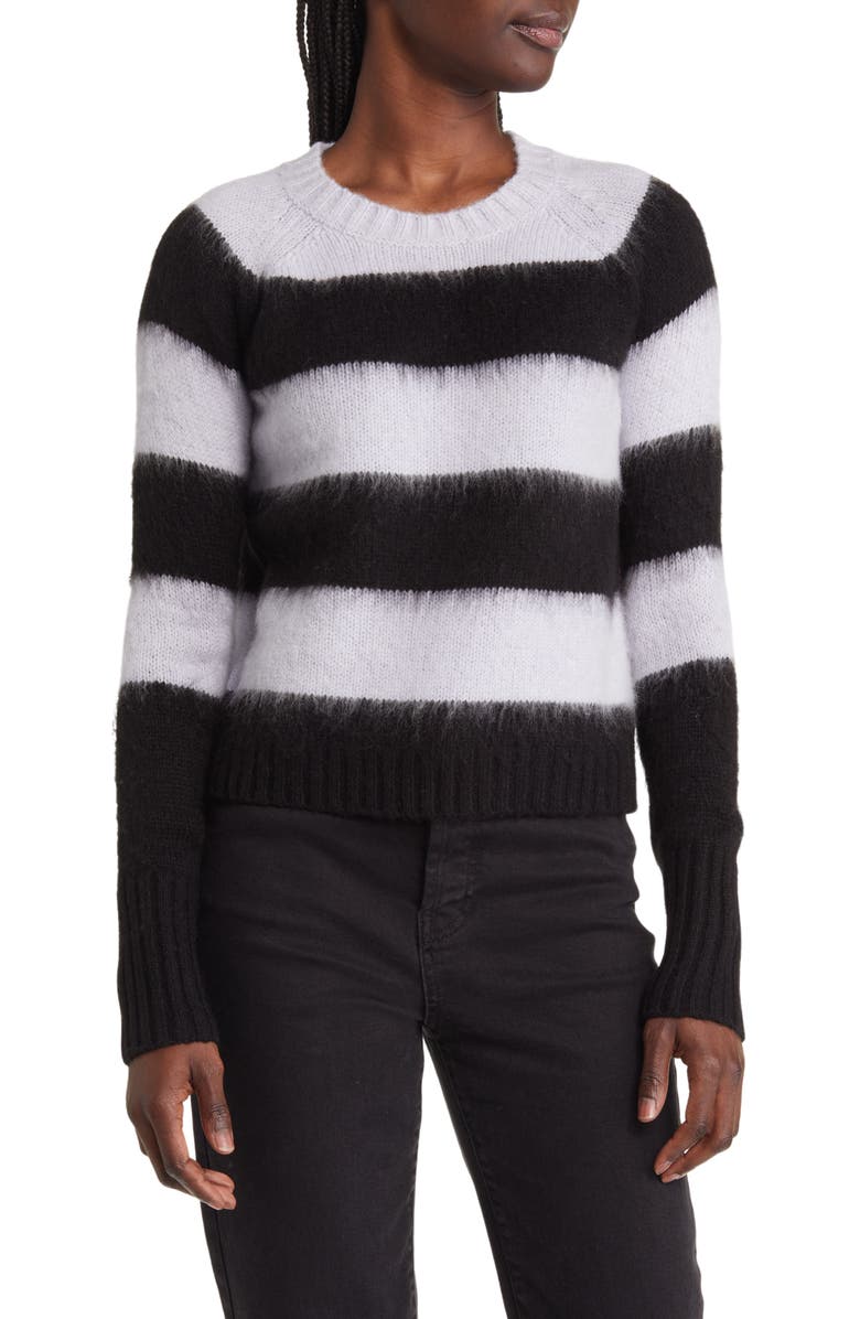 AllSaints Darla Stripe Sweater, Main, color, Ash Lilac/ Black