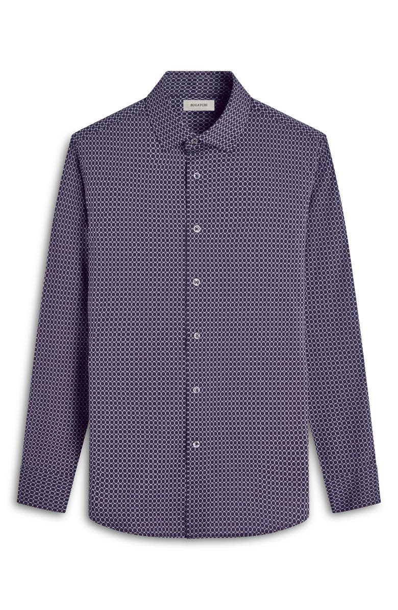 Bugatchi James OoohCotton<sup>®</sup> Geometric Print Button-Up Shirt, Alternate, color, Black