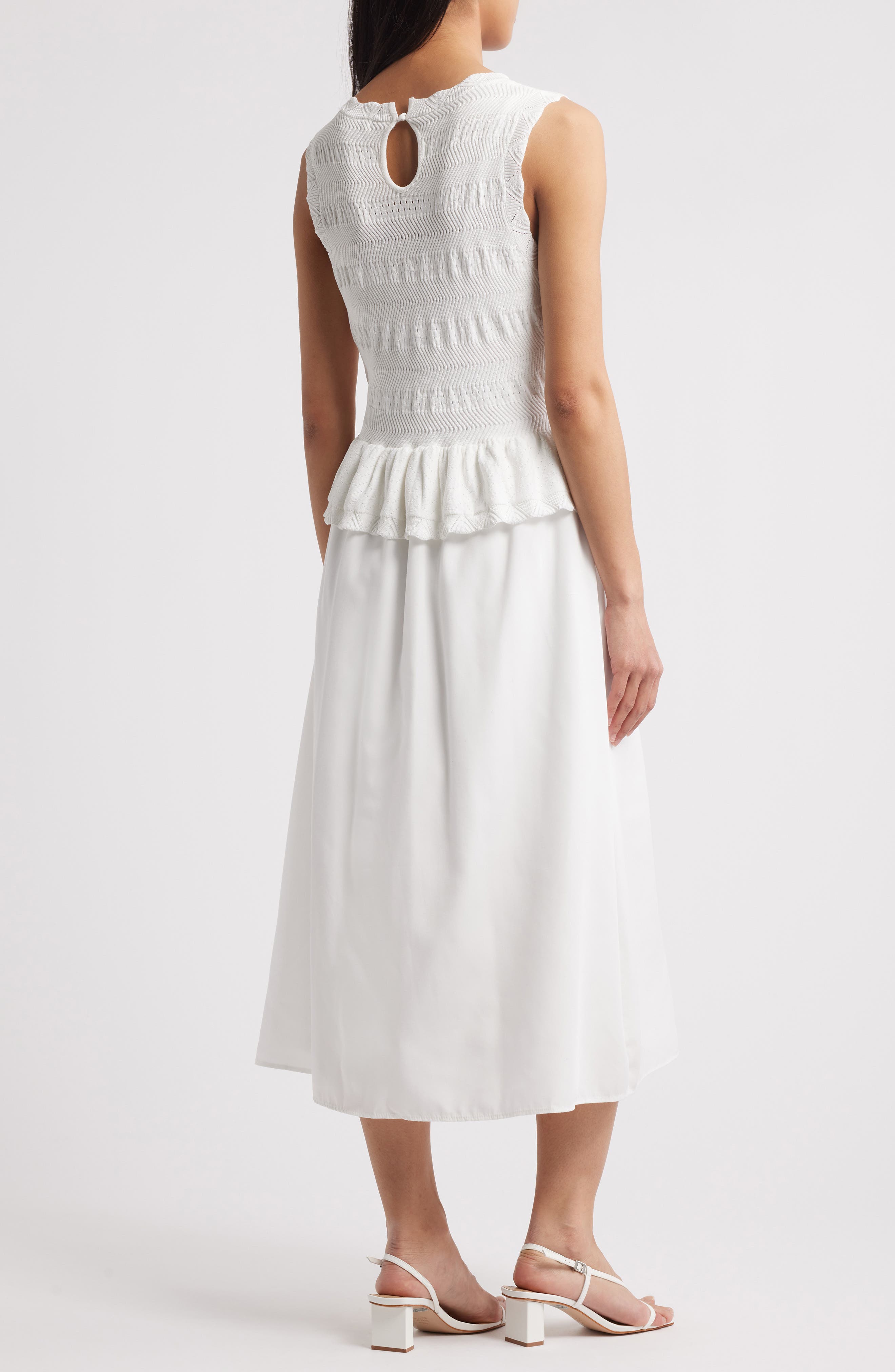 Mixed Media Stretch Cotton Midi Dress - image 2