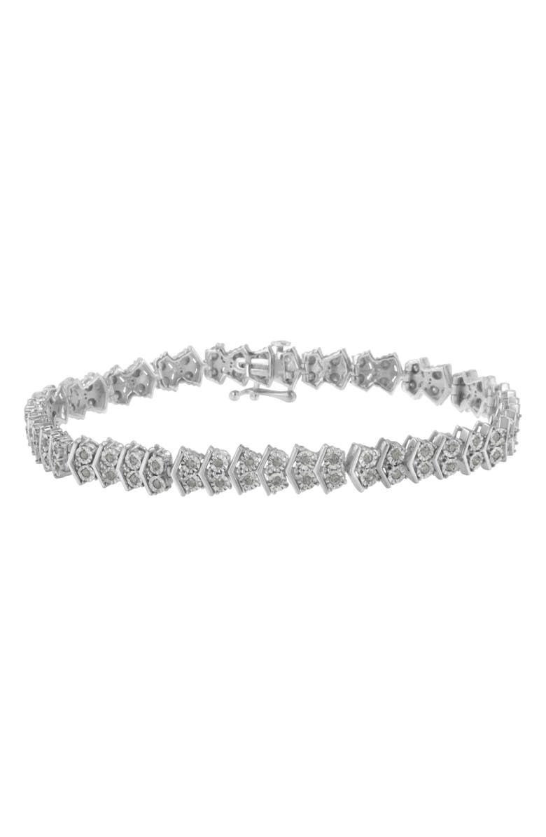 Haus of Brilliance Silver 1.0 cttw Diamond "Arrow" Shape Tennis Link Bracelet, Main, color, White