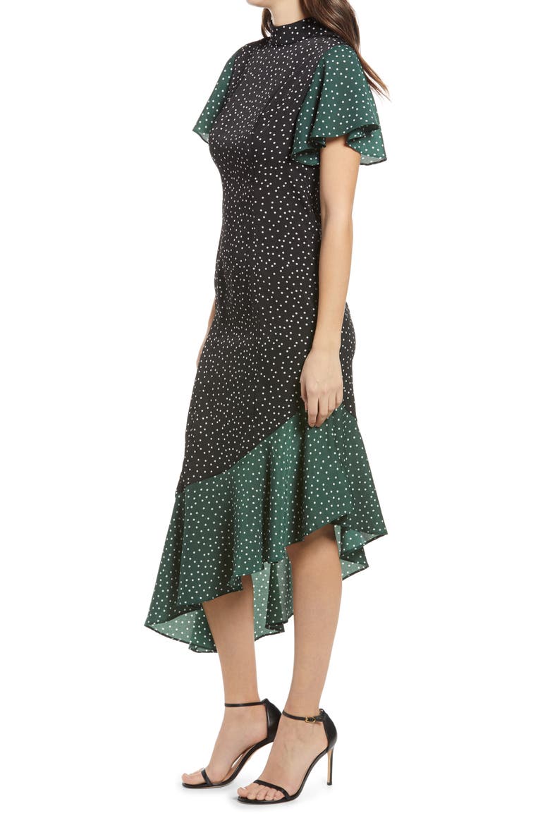 Moira Mock Neck Asymmetrical Hem Dress, Alternate, color, MULTI