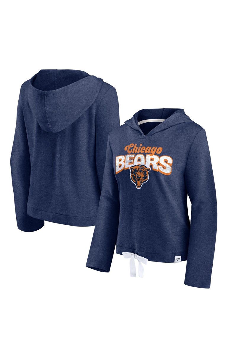 FANATICS Women's Fanatics Branded Heather Navy Chicago Bears First Team Flowy Cropped Pullover Hoodie, Main, color,