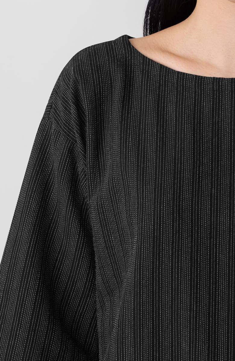 Eileen Fisher Stripe Organic Cotton Blend Top, Alternate, color, Black