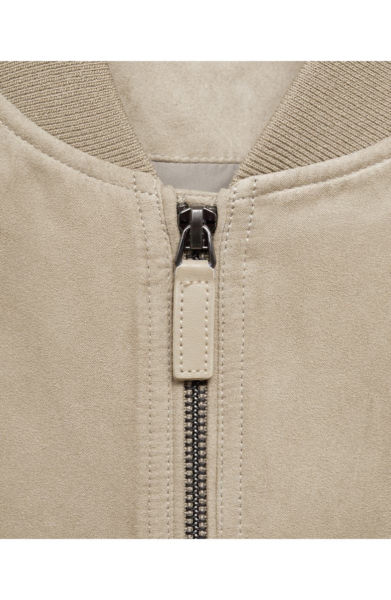 MANGO Faux Suede Bomber Jacket, Alternate, color, Grey