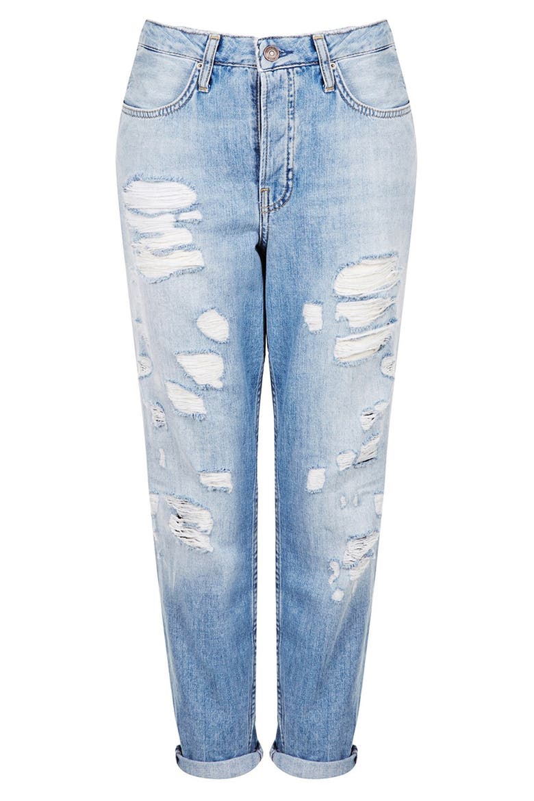 'Hayden' Destroyed Boyfriend Jeans, Alternate, color, LIGHT DENIM
