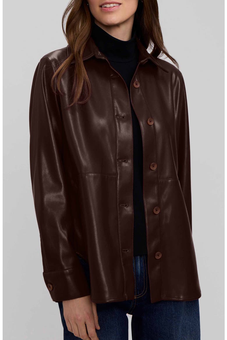 Ronnie Faux Leather Shirt Jacket, Alternate, color, CHICORY COFFEE BROWN