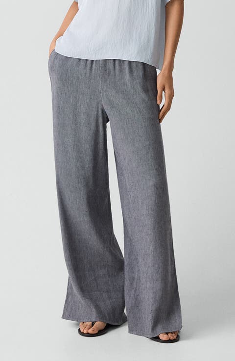 Slit Hem Wide Leg Pants