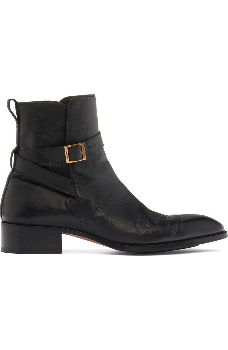 TOM FORD Hainut Goatskin Leather Buckle Boot, Alternate, color, 1N001 Black