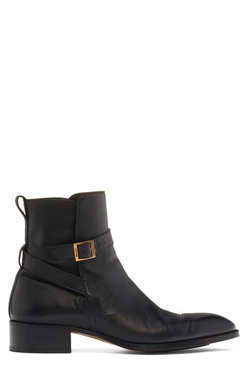 Tom Ford Black Supple Grain Kenneth Buckle Boots In Black