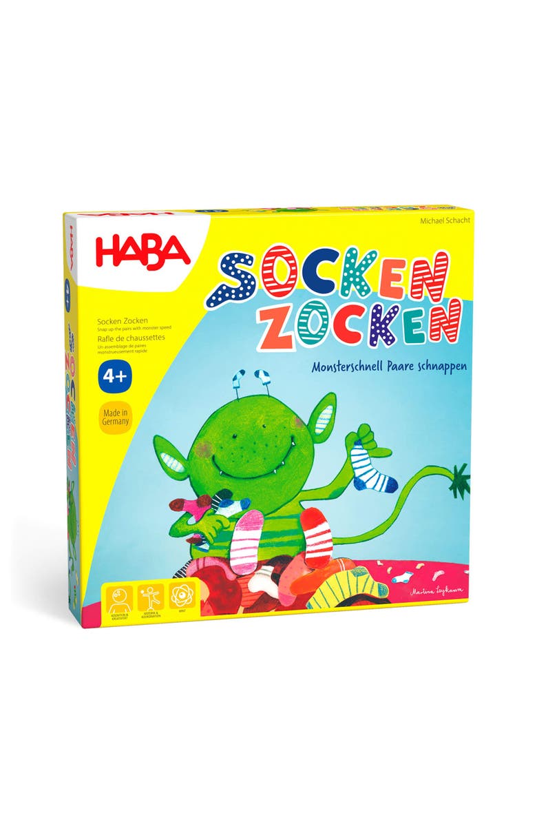 HABA Lucky Sock Matching & Memory Game for Kids 4 Year Olds & Up, Socken Zocken Family Games Kids and Adults, Made in Germany, Main, color, Yellow Multi