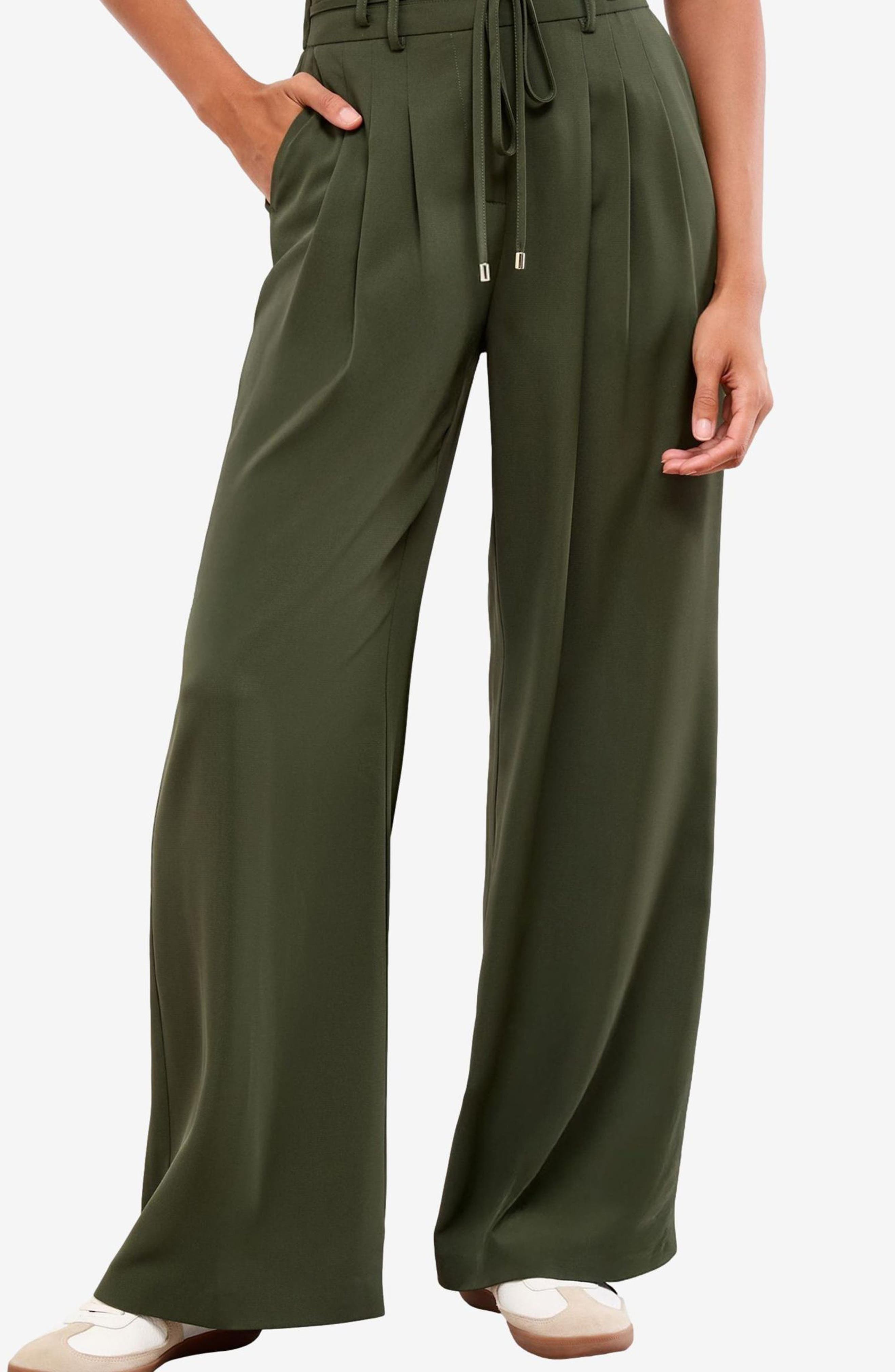 Lipsy Belted Wide Leg Pants In Green