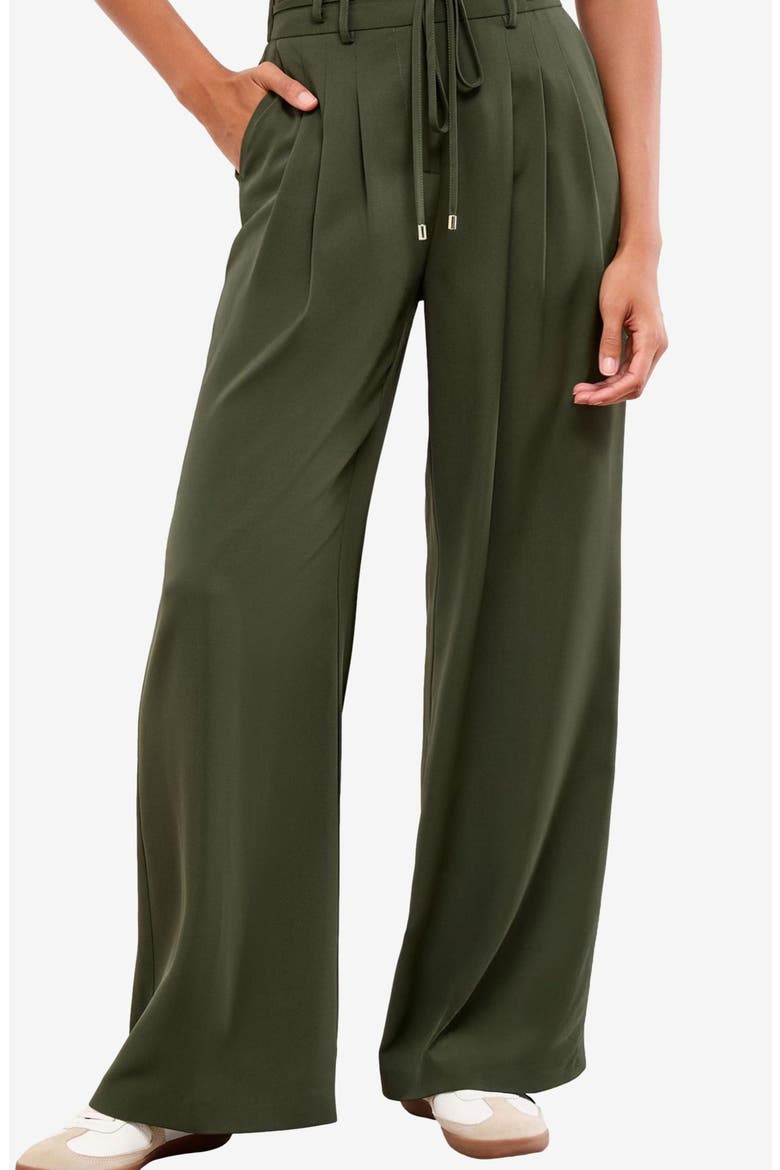 Belted Wide Leg Pants, Main, color, GREEN