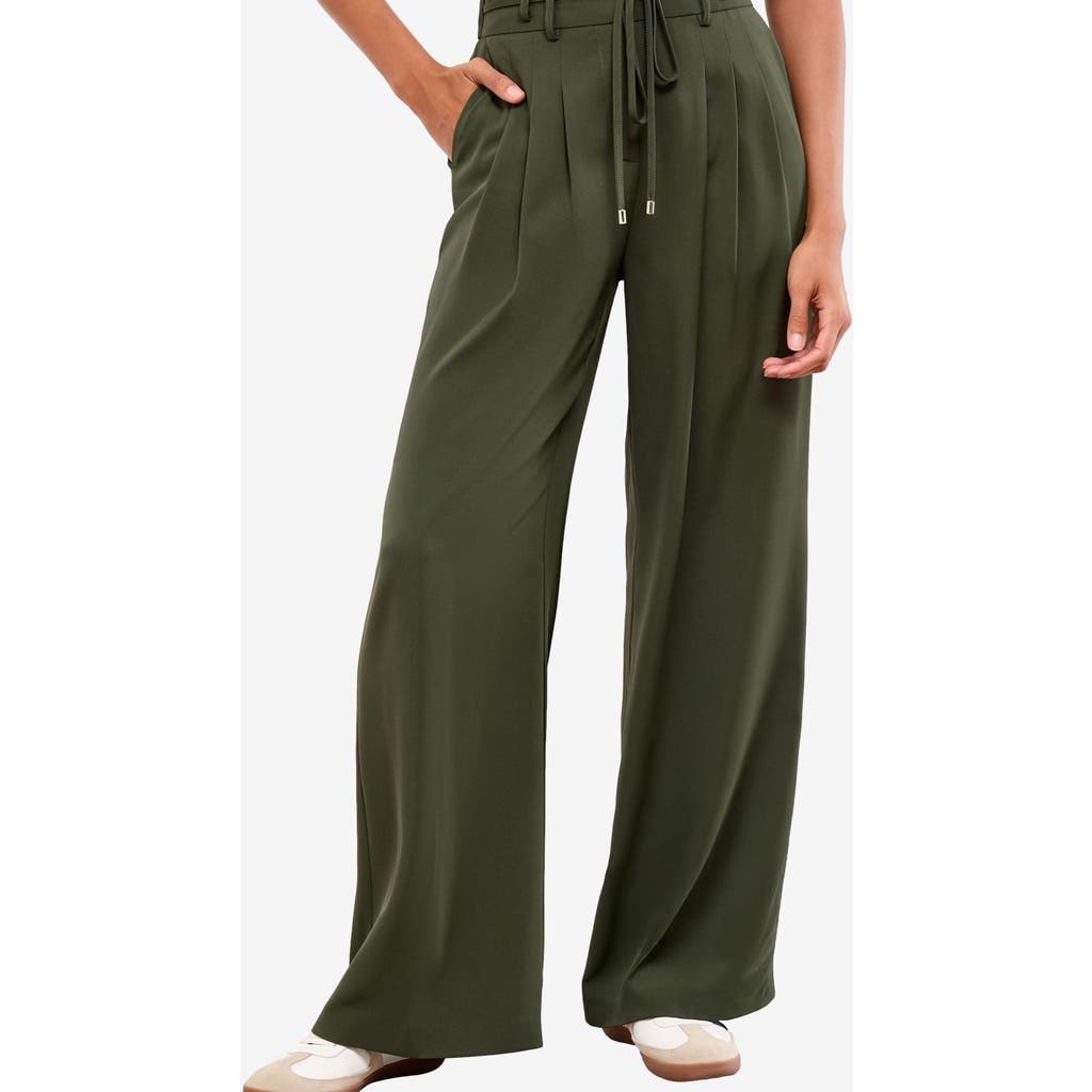 Lipsy Belted Wide Leg Pants In Green